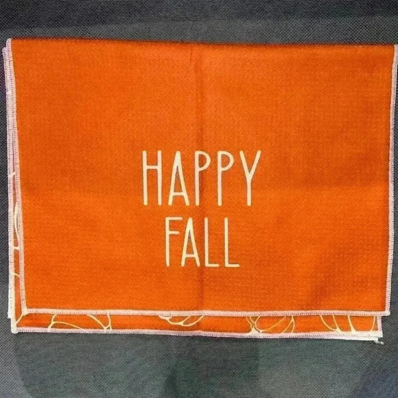 NEW! Hello Pumpkin Fall Kitchen Towels Set Bright Orange & White 16in x 24in - Picture 2 of 12
